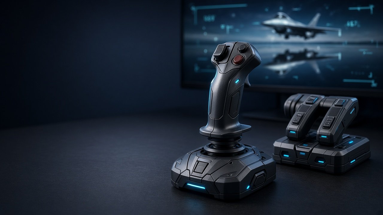 Ace Combat 8 HOTAS and flight stick support — cockpit stick close-up